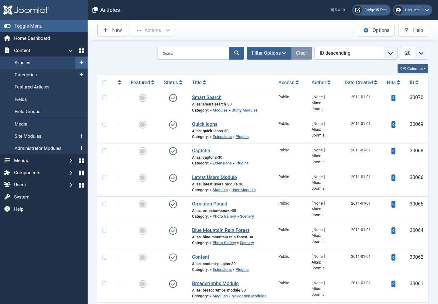 Migrierte Beiträge in Joomla 5